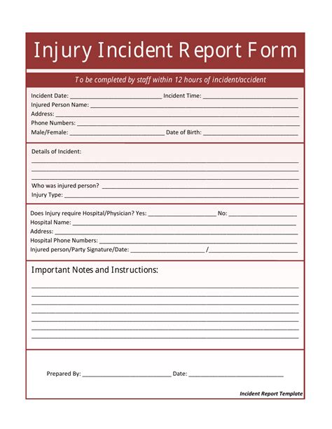 injury incident report examples.